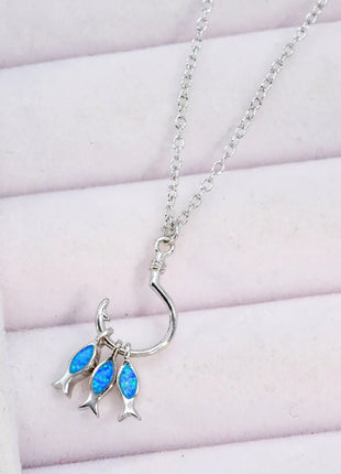 Opal Fish 925 Sterling Silver Necklace