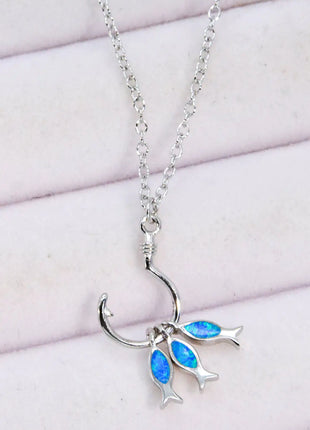 Opal Fish 925 Sterling Silver Necklace