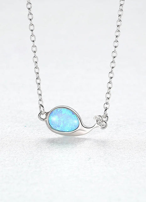 Opal Dolphin 925 Sterling Silver Necklace