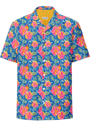 Hibiscus Lagoon Button Down Hawaiian Shirt - Coastal Summer 2024 Collection