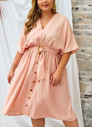 Plus Size Dress Full Sleeve V Neck