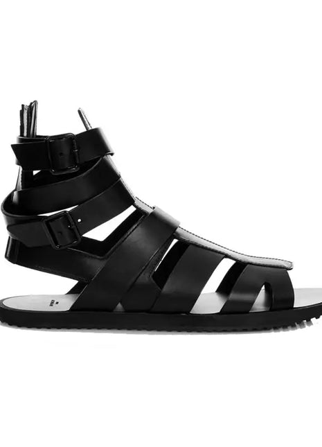 Black Sandals Men 2022 Summer Buckle Sandals Boots