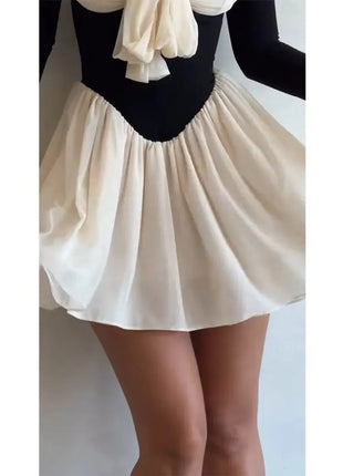 Fashion Patchwork Off Shoulder Mini Dress