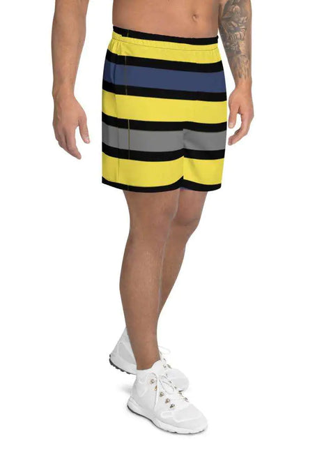 Men's Tropical Dark Blues/Yellow Long Shorts