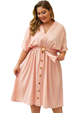 Plus Size Dress Full Sleeve V Neck