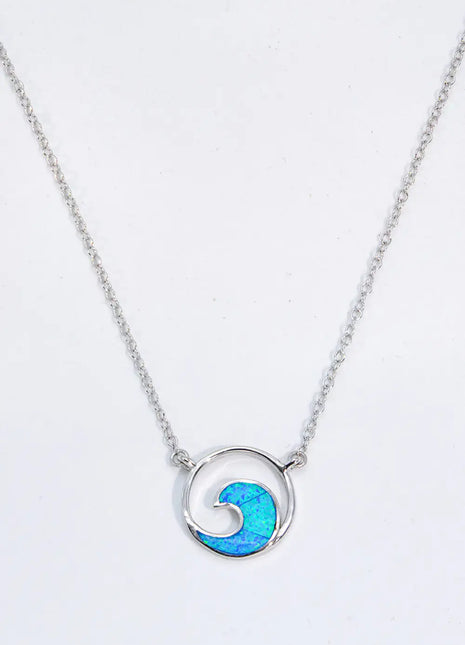 Opal Wave Pendant Necklace