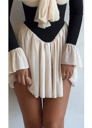 Fashion Patchwork Off Shoulder Mini Dress