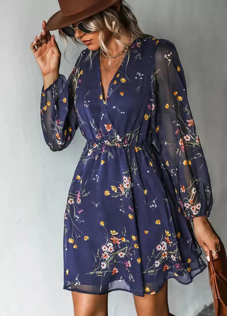 Floral Long Sleeve Mini Dress