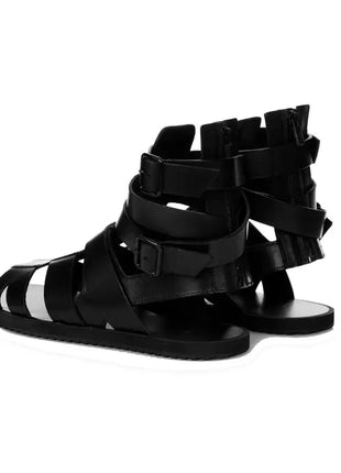 Black Sandals Men 2022 Summer Buckle Sandals Boots