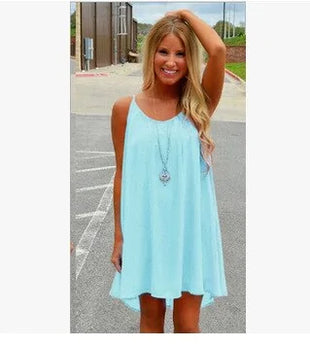 Women's Summer Spaghetti Strap Mini Swing Dress