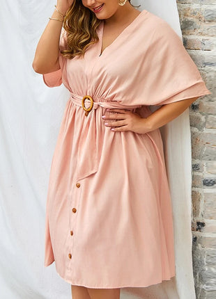 Plus Size Dress Full Sleeve V Neck