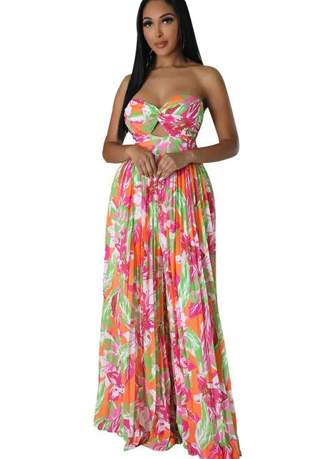 Floral Printed Wide Leg Summer Jumpsuit