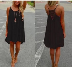 Women's Summer Spaghetti Strap Mini Swing Dress