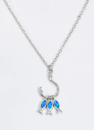 Opal Fish 925 Sterling Silver Necklace - 01 big store