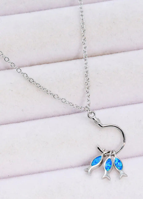 Opal Fish 925 Sterling Silver Necklace