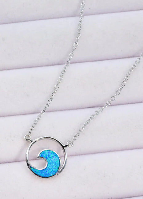 Opal Wave Pendant Necklace