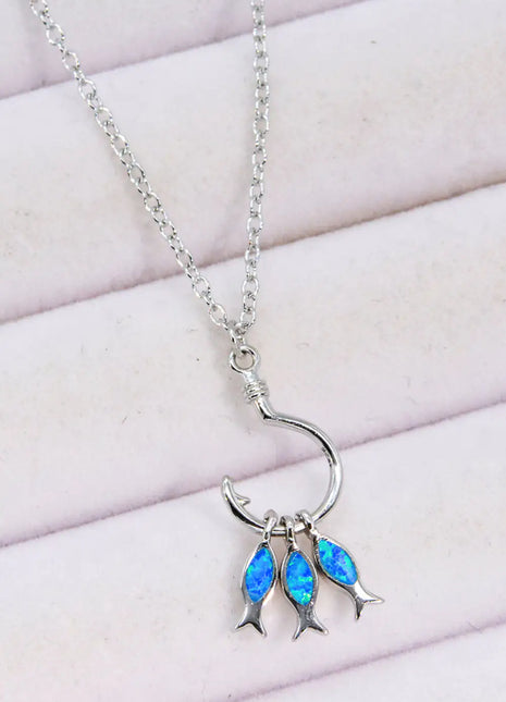 Opal Fish 925 Sterling Silver Necklace