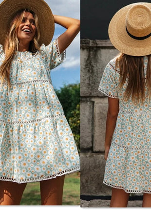 Short Sleeve Summer Floral Dress