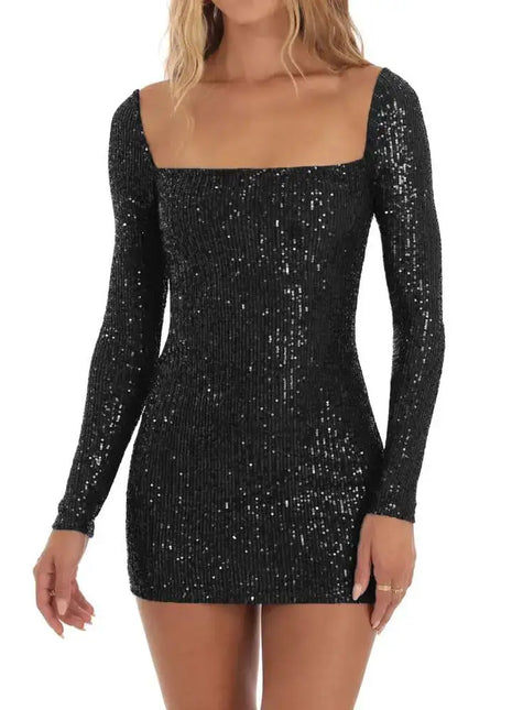 Sequin Long Sleeve Mini Dress