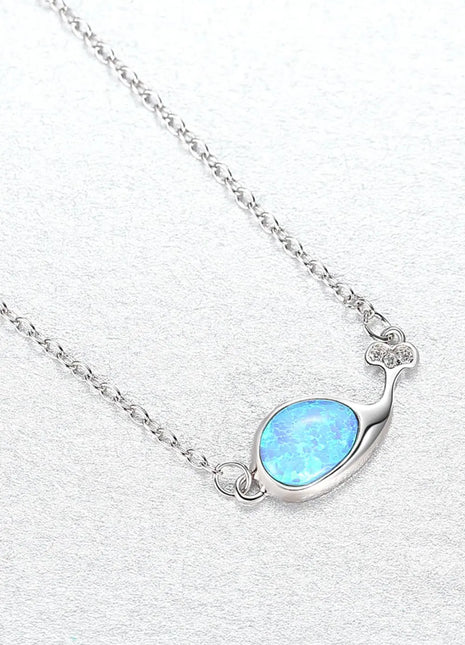 Opal Dolphin 925 Sterling Silver Necklace